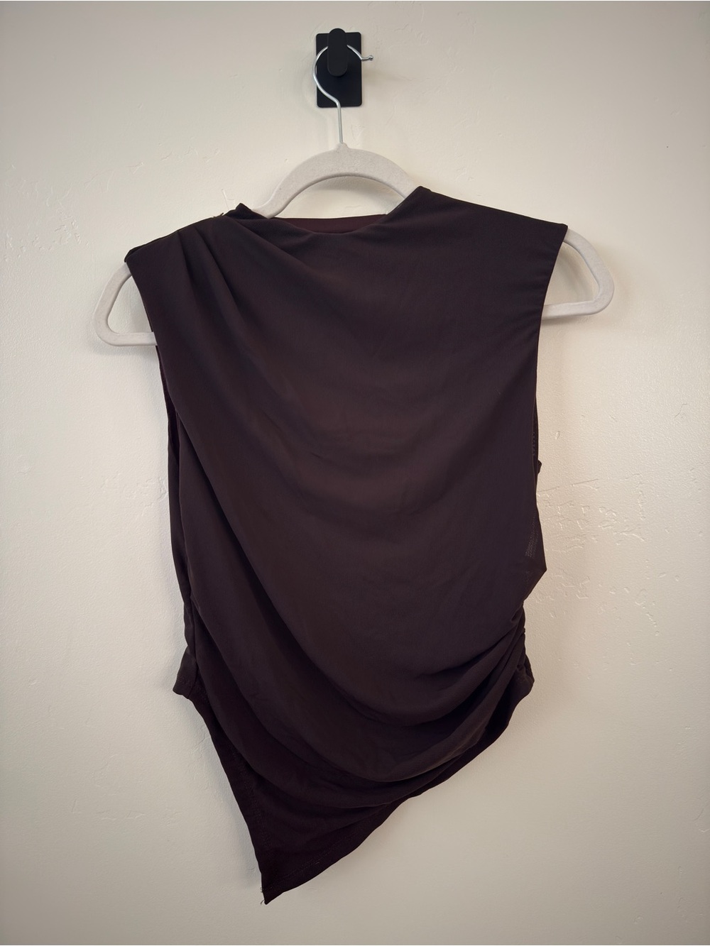 Sleeveless Draped Asymmetrical Top - Black